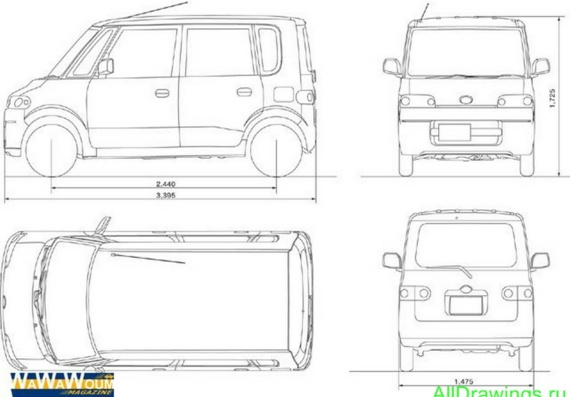 Daihatsu Tanto (Даихатсу Танто) - чертежи (рисунки) автомобиля